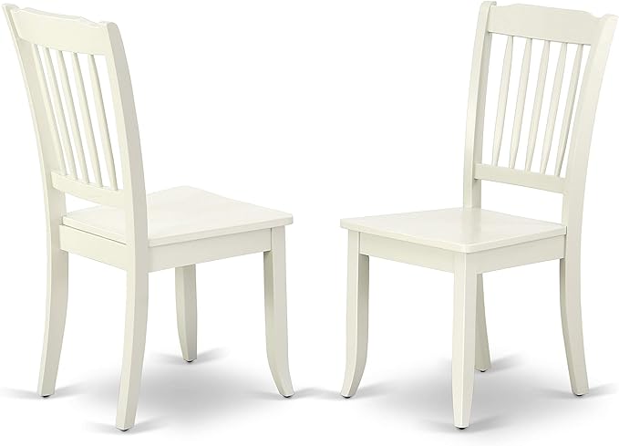 East West Furniture HBDA3-LWH-W 3 Piece Modern Dining Table Set Contains a Round Wooden Table with Pedestal and 2 Dining Chairs, 42x42 Inch, Linen White
