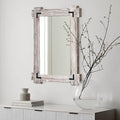 MeMoreCool Farmhouse Rustic Wood Framed Bathroom Mirror, Decorative Wall Mounted Rectangular Mirror for Bedroom, Living Room, or Bathroom, 24x36 Inch, White