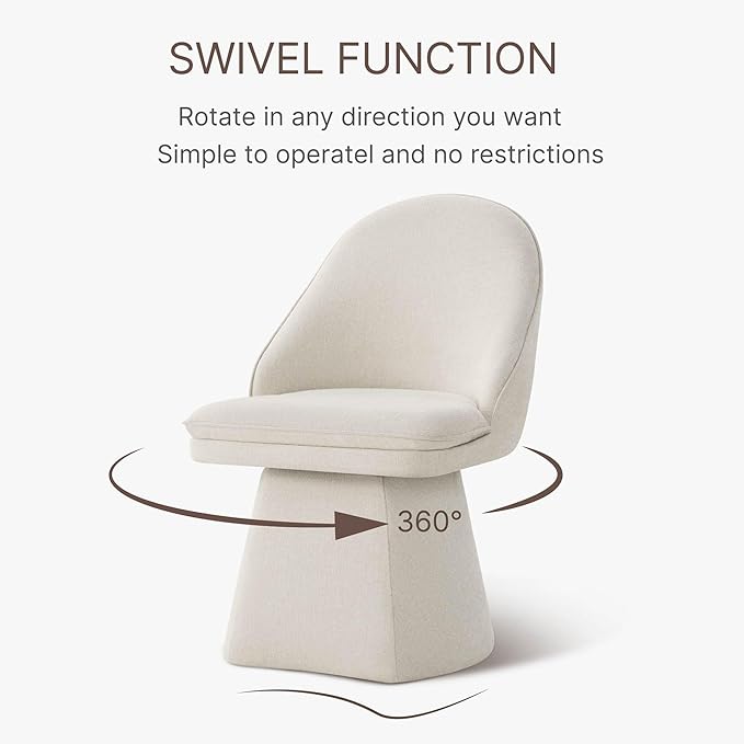Swivel Dining Chairs Modern Desk Chair Upholstered Linen Fabric Side Chair for Kitchen Dining Room Bedroom,Linen,2 Box
