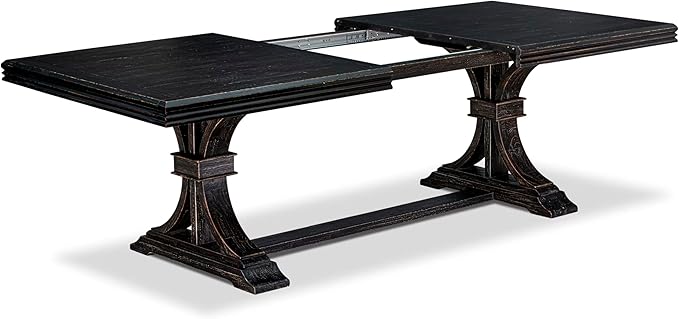 NEMA9-SBB-34 9-pc Modern Dining Set Consists of a Mid Century Dining Table and 8 Dark Grey Polyester Chairs with Button Tufted Back, 44x100 Inch, Sand Blasting Black
