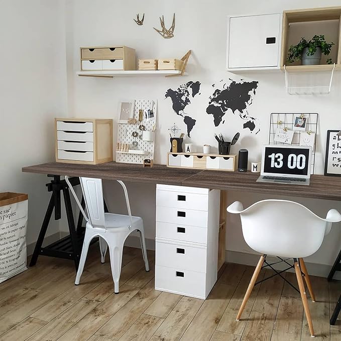 Kaboon Universal Tabletop 55"x27.5", Solid One-Piece Melamine Table Top, Double Desk L-Desk DIY, Home and Office Countertop,Eucalyptus