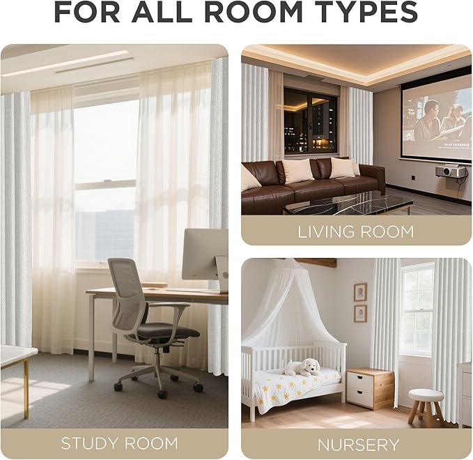 Joydeco 100% Blackout Curtains for Bedroom - Natural Linen Curtains 42" W x 108" L, Thermal Insulated 2 Panels White Light Blocking Drapes, Rod Pocket & Back Tabs, Darkening Privacy for Living Room