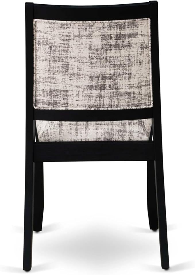 East West Furniture LGX25-BLK-30 -5 Piece Dining Set Includes a Rectangular Kitchen Table with Black Tabletop and 4 Stackable Polyester Fabric Chairs, Black