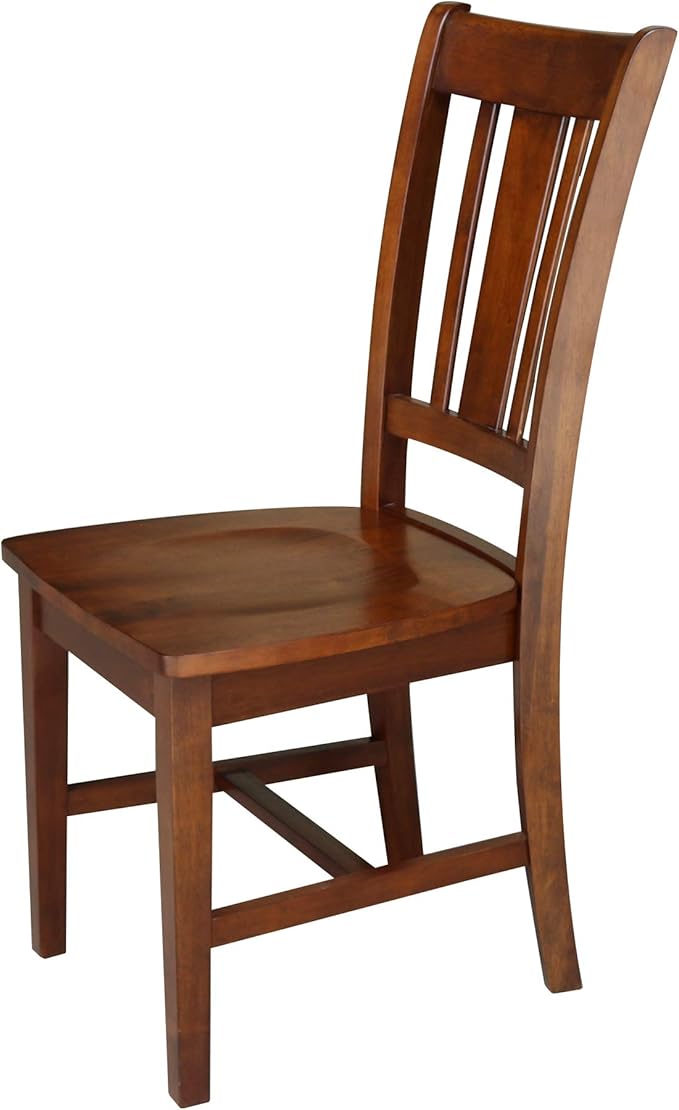 IC International Concepts, Set of Two San Remo SplatBack Dining Chairs, Espresso, 225lbs wt capacity, Solid Real Wood, Sturdy Parawood, Espresso