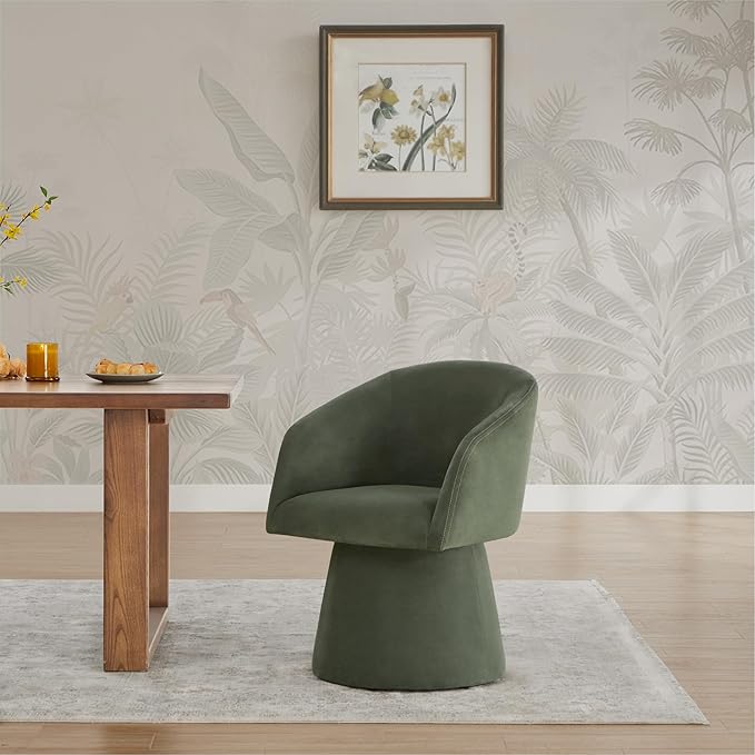 Swivel Dining Chairs Modern Accent Armchair Side Deskchair for Diningroom Vanity Bedroom Livingroom Reading Room,Green,1 Box