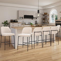 COLAMY Counter Height Bar Stools Set of 6, 25 Inch Modern Fabric Kitchen Island Stools with Back, Upholstered Counter Barstools Armless Bar Chairs with Metal Legs for Island Dining Room Bar, Beige