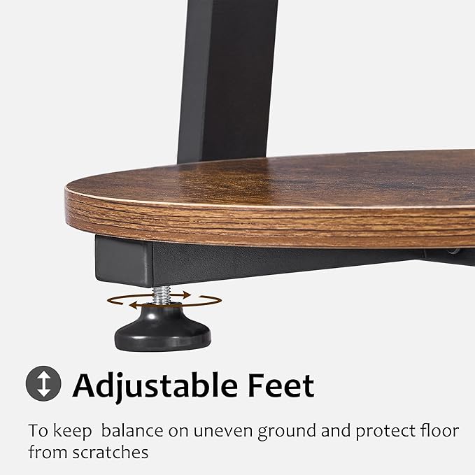 BEWISHOME Round End Table Side Table with Metal Frame, Accent Nightstand Bedside Table with 3-Tier Shelves, Small Couch Coffee Table for Living Room Bedroom Rustic Brown KTZ41Z