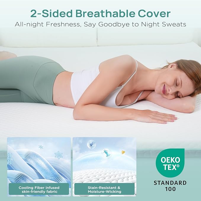 3 Inch Firm Mattress Topper California King, Memory Foam Bed Topper with Soft & Firm Options for Back Pain Relief, Mattress Topper with 2-Sided Cover, Ergonomic 5-Zone, CertiPUR Certified