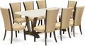 East West Furniture V727VE703-9 9 Piece Kitchen Table Set Includes a Rectangle Dining Table with V-Legs and 8 Brown Linen Fabric Parson Dining Room Chairs, 40x72 Inch, Multi-Color