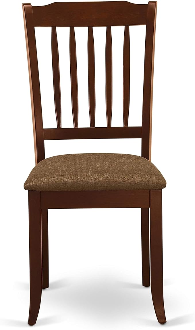 East West Furniture HBDA3-MAH-C 3 Piece Dining Set Contains a Round Dining Room Table with Pedestal and 2 Linen Fabric Upholstered Chairs, 42x42 Inch, Mahogany