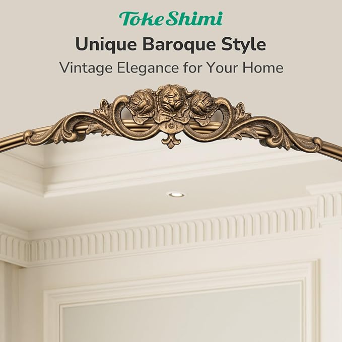 TokeShimi 36x36 Vintage Round Mirror for Wall,Metal Frame,Antique Mirror for Entryway,Hallway,Mantel,Wall-Mounted French Cleat Mounting
