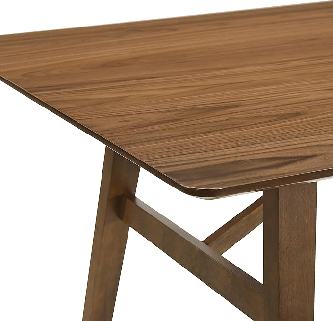 Armen Living Channell Mid Century Modern 5 Piece Walnut Wood Dining Table Set with Orange Fabric