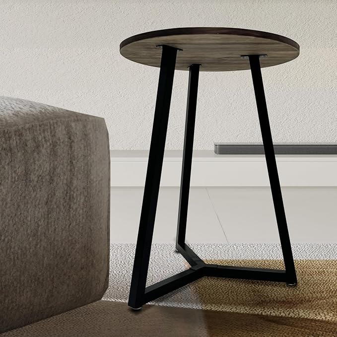 Round Metal Coffee Table Legs,16 Inch Black Iron Dining Table Base Only,Circle End Table Legs