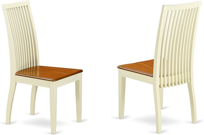 East West Furniture QUIP7-BMK-W 7 Piece Kitchen Table Set Consist of a Rectangle Dining Table with Butterfly Leaf and 6 Dining Room Chairs, 40x78 Inch, Buttermilk & Cherry