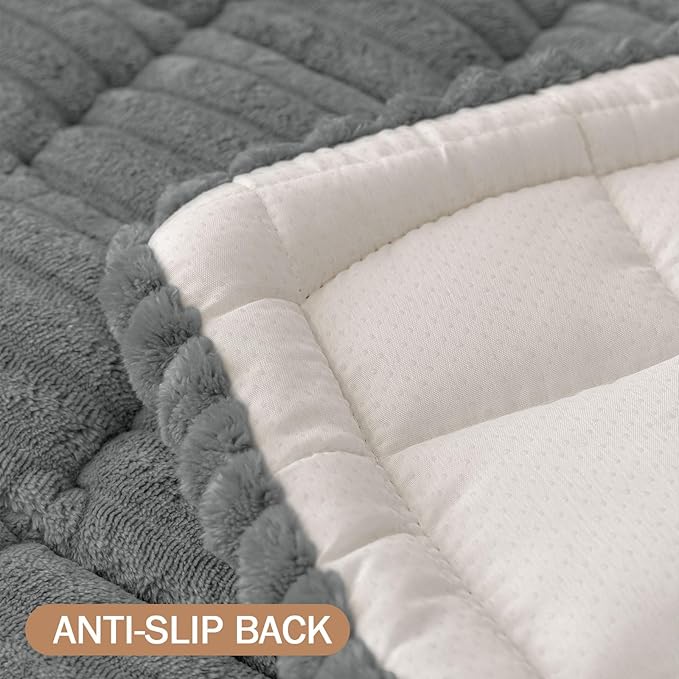 Smiry Couch Cover for Dogs Washable, Non Slip Fuzzy Pet Couch Covers for 3 Cushion Sofa Pet Friendly, Thick Soft Sofa Slipcovers Cushion Protector (Dark Grey, 27.6" x 59")