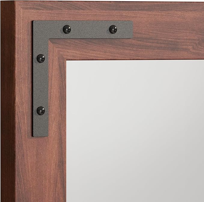VocalStar Rustic Wood Framed Mirror 24 x 32 Inch, Natural Dark Brown Wooden Rectangle Bathroom Vanity Wall Mirror for Farmhouse Boho Decor, 1/4-inch Shatterproof Glass | Waterproof