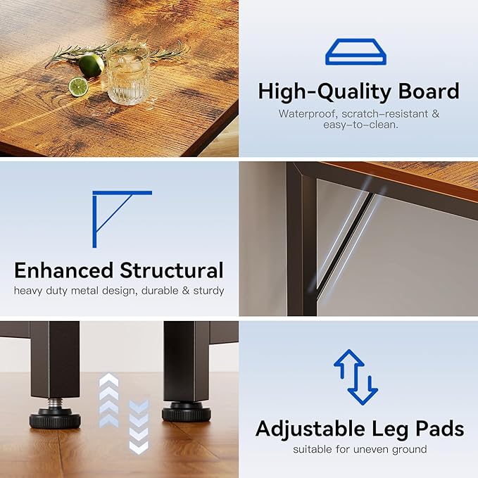 Casaottima 40" Small Computer Home Office Desk for Bedroom with Fabric Drawers & File Cabinet, Cloth Storage Bag and Hook, Writing Study Work Table for Small Space, Vintage
