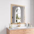 Amorho 36 X30 Inch Bathroom Mirror for Wall, Oak Wood Grain Metal Framed Mirror, Anti-Rust, Hang Horizontally/Vertically, Suitable for Bedroom, Farmhouse, Bathroom, Decorative