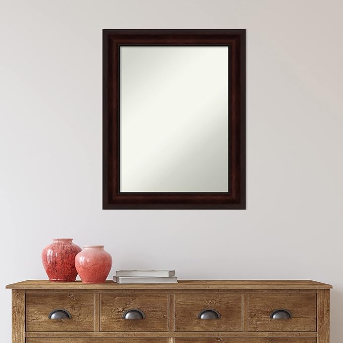 Amanti Art Silver Bathroom Mirror for Over Sink, 28x22 Classic Honey Silver Rectangle Vanity Mirror, Medium Casual Frame, Hangs Horizonally and Vertically, Bathroom Wall Decor, Non-Beveled Edge