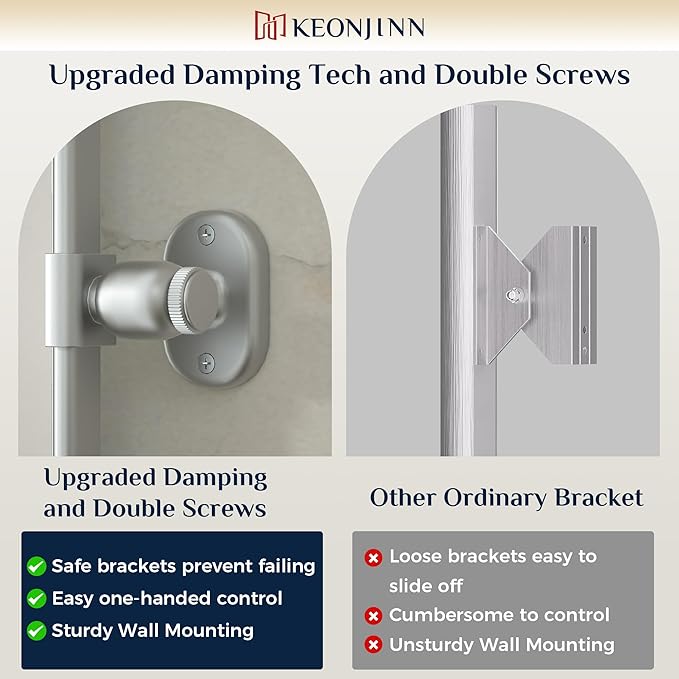 Keonjinn 20 x 30 Inch Tilt Mirror Bathroom, Satin Nickel Metal Pivot Mirror for Bathroom, Silver Beveled Fixed Tilt Mirrors for Over Sink, Modern Tilting Mirrors Wall Mounted (Horizontal/Vertical)