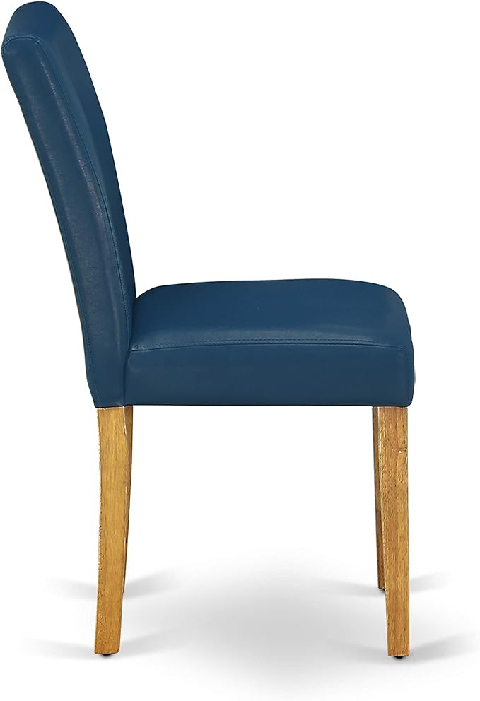 East West Furniture CAAB7-OAK-55 7 Piece Dining Table Set Consist of a Rectangle Dining Room Table and 6 Oasis Blue Faux Leather Upholstered Parson Chairs, 36x60 Inch, Oak