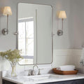 MOON MIRROR Brushed Nickel Pivot Mirror for Bathroom, Tilt Rounded Rectangle for Vanity, Overall 28.33 x 32 in (Mirror 24x 32 in)