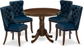 East West Furniture ANDA5-AWA-29 5 Piece Kitchen Table & Chairs Set Contains a Round Dining Table with Pedestal and 4 Polyester Fabric Upholstered Chairs, 36x36 Inch, Antique Walnut