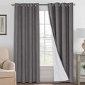 H.VERSAILTEX Linen Blackout Curtains 108 Inches Long 100% Absolutely Blackout Thermal Insulated Textured Linen Look Curtain Draperies Anti-Rust Grommet, Energy Saving with White Liner, 2 Panels, Grey