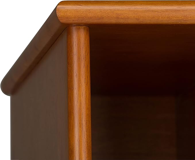 SIMPLIHOME Draper 22 inch Mid-Century Modern 6 Cubbie Bookcase with Drawer (Set of 2) in Teak Brown for The Living Room, Study Room and Office