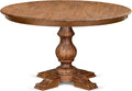 F55-0N-TP - Mid Century Modern Dining Table with Acacia Wood Round Tabletop, Antique Walnut Finish