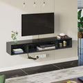Rolanstar TV Stand with Power Outlet, Floating TV Stand with RGB Lights, 47.2" Wall Mounted TV Shelf, Glossy Black Media Console with Storage Shelf, Entertainment Under TV for Living Room, Bedroom