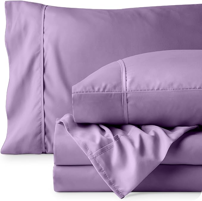 Bare Home Full XL Sheet Set - Luxury 1800 Ultra-Soft Microfiber Full Extra Long Bed Sheets - Double Brushed - Deep Pockets - Easy Fit - 4 Piece Set - Bedding Sheets & Pillowcases (Full XL, Lavender)