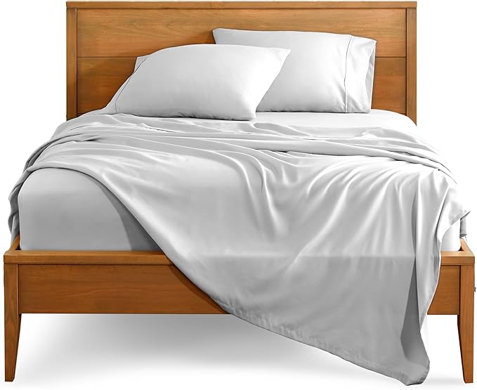 Bare Home Queen Sheet Set - Luxury 1800 Ultra-Soft Microfiber - Double Brushed - Deep Pockets - Easy Fit - 4 Piece Set - Bedding Sheets & Pillowcases (Queen, Cloud Grey)