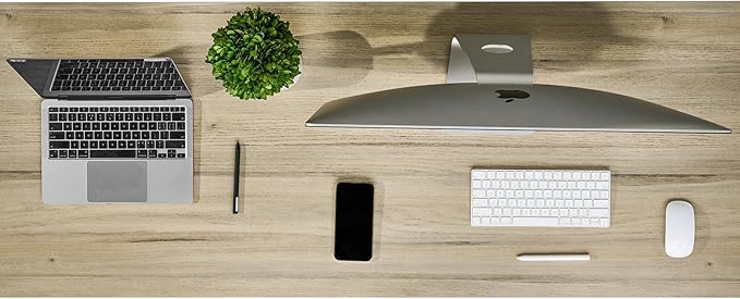 Kaboon Universal Tabletop 55"x20", Solid One-Piece Melamine Table Top, Double Desk L-Desk DIY, Home and Office, Oak/Grey Tone
