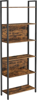 VASAGLE 6-Tier Bookshelf, Book Shelf, Industrial Bookcase, with Steel Frame, for Living Room, Home Office, Bedroom, 9.4 x 23.6 x 73.2 Inches, Rustic Brown and Black ULLS113B01