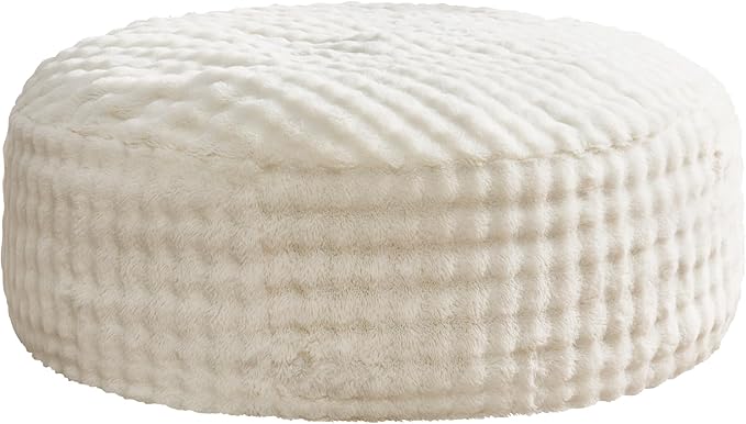 Hobestluk Bean Bag Chairs 5ft Beanbag Chair with Filler Adult Bean Bags with Fluffy & Machine Washable Cover, Giant Bean Bag Chairs for Adults (White, 5FT-50" x 50" x 24")