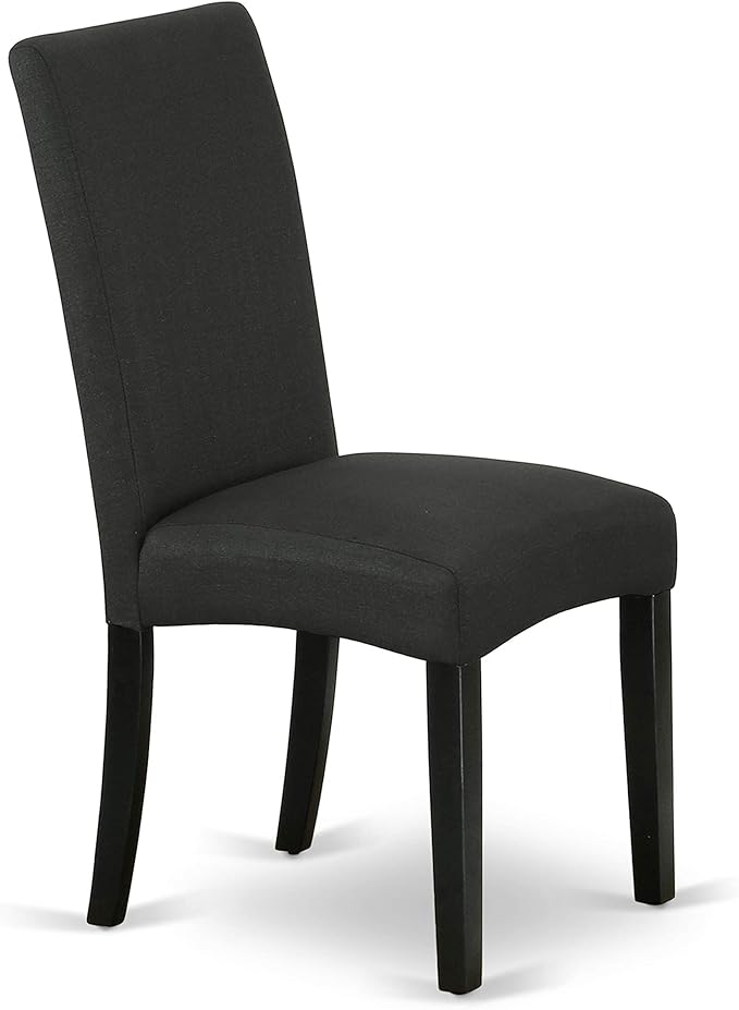 East West Furniture LGDR5-BLK-24 5 Piece Dining Set Includes a Rectangle Dining Room Table with Butterfly Leaf and 4 Black Color Linen Fabric Upholstered Chairs, 42x84 Inch, Black
