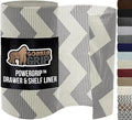GORILLA GRIP powerGRIP Drawer Shelf and Cabinet Liner, Thick Strong Hold, Non-Adhesive Liners Protect Kitchen Cabinets and Cupboard, Bathroom Drawers, Easy Install, Breathable Mat, 12" x30', Chevron
