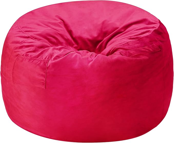 Homguava 3FT Bean Bag Chair: 3' Bean Bags with Memory Foam Filled, Large Beanbag Chairs Soft Sofa with Dutch Velvet Cover-Pink