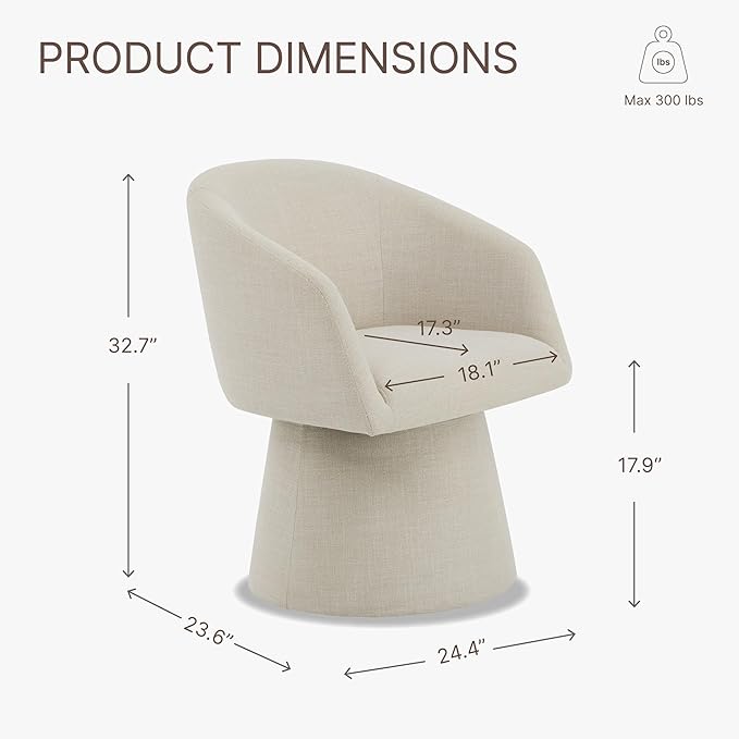 Swivel Dining Chairs Modern Accent Armchair Side Deskchair for Diningroom Vanity Bedroom Livingroom Reading Room,Linen,1 Box
