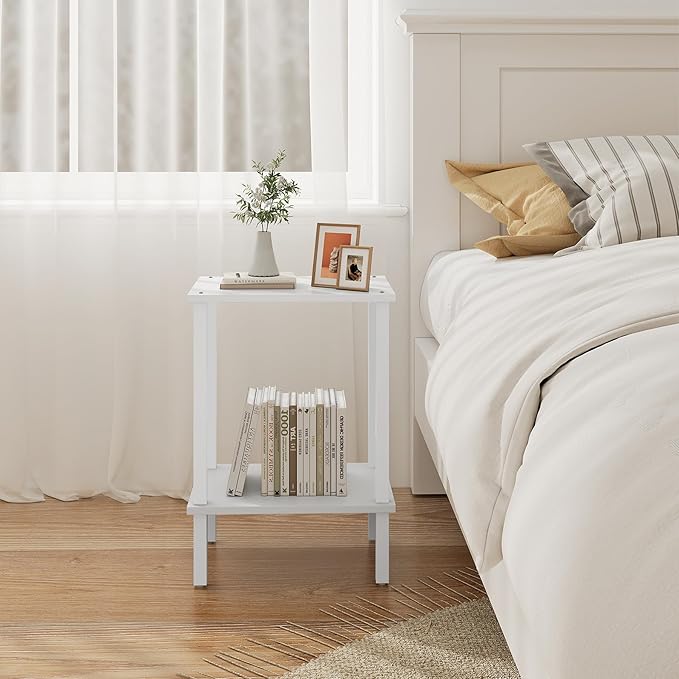 TUTOTAK End Table, Side Table, Nightstand, 2-Tier Storage Shelf, Sofa Side Table for Small Space, Living Room, Bed Room V1TB01BW034