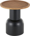 Deco 79 Metal Handmade Side End Accent Table Pedestal End Table with Brown Rattan Tabletop, Side Table 19" x 19" x 20", Black