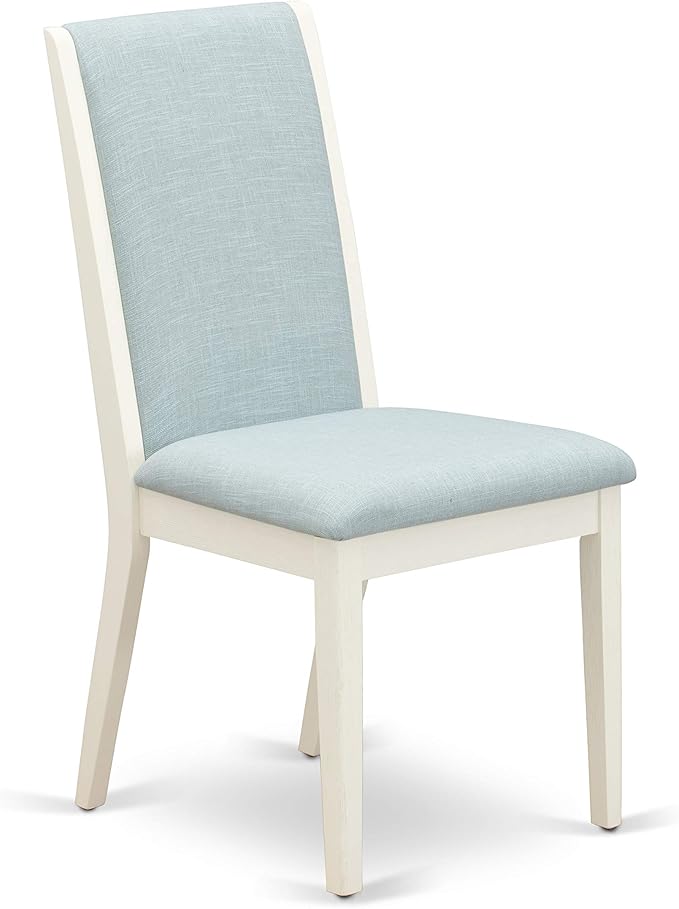 East West Furniture X027LA015-5 5 Piece Dining Room Furniture Set Includes a Rectangle Dining Table with X-Legs and 4 Baby Blue Linen Fabric Upholstered Chairs, 40x72 Inch, Multi-Color