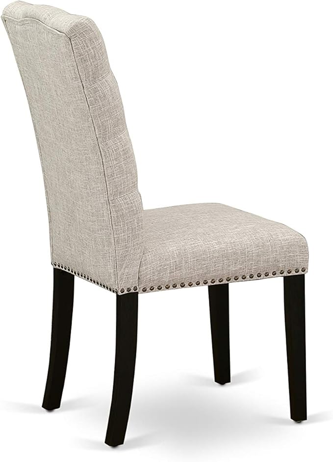 East West Furniture X627EL635-5 5 Piece Dining Room Table Set Includes a Rectangle Dining Table with X-Legs and 4 Doeskin Linen Fabric Upholstered Chairs, 40x72 Inch, Multi-Color