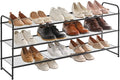 YMYNY Freestanding Shoe Racks, 3 Tiers Stackable & Adjustable Shoe Storage Shelf, Extra Large Capacity Shoe Organizer Stand for 20-24 Pairs, for Entryway, Closet, Bedroom, Black, 42.9" L, UHXJ302B