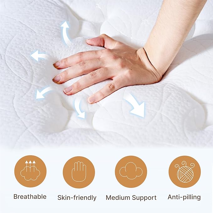 King Size Mattress, 12 Inch Medium Firm Foam Hybrid Mattress with Individual Pocket Springs for Motion Isolation & Edge Support, Mattress in A Box CertiPUR-US Certified