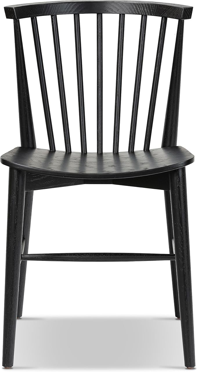 POLY & BARK Ligna Dining Chair Oak – Mid-Century Inspired Chair with Sculpted Spindle Back – Solid American Walnut Frame and Engineered Wood Veneered Seat – Fully Assembled and Ready to Use