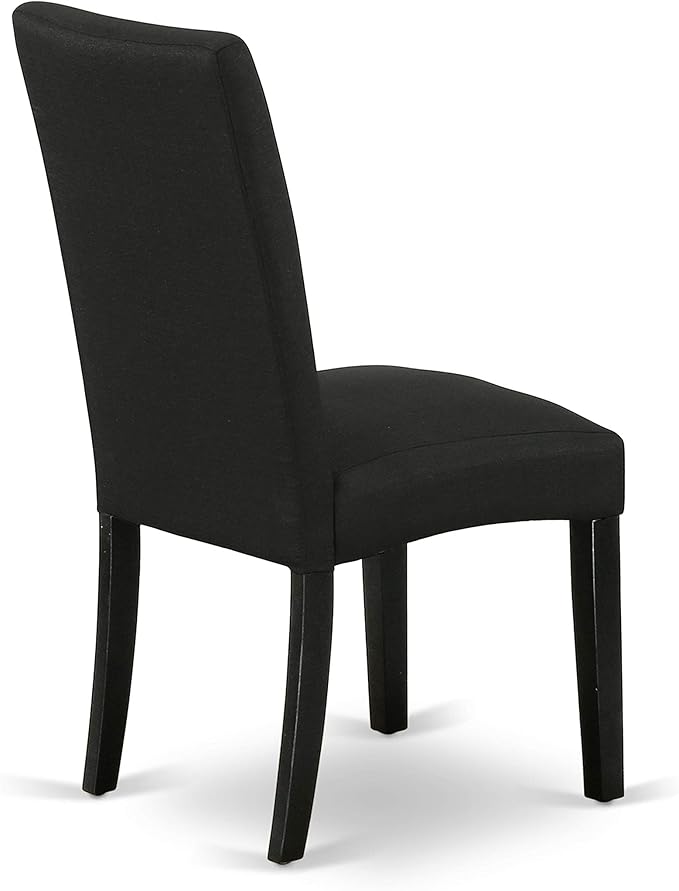 East West Furniture X626DR124-7 7 Piece Kitchen Table Set Consist of a Rectangle Dining Table with X-Legs and 6 Black Color Linen Fabric Parson Dining Chairs, 36x60 Inch, Multi-Color