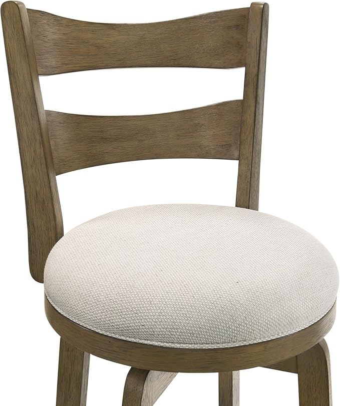 Armen Living Blair 26 in. Putty Brown Counter Height Rubberwood Swivel Barstool with Cream Fabric Seat - Set of 3