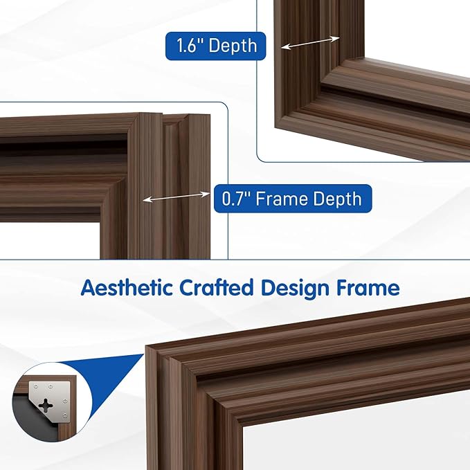 WEER Retro Copper Bathroom Mirror, 48x30 Inch Bronze Oil Rubbed Framed Mirror, Rectangle Classic Vintage Framed Wall Mirror, Farmhouse Vanity Mirror, Tempered Glass, Vertically or Horizontally